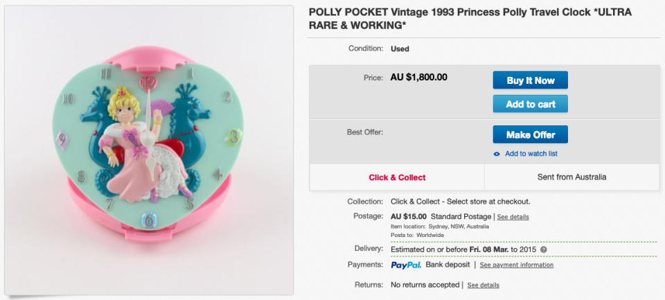 This Polly Pocket is one the market for $1,800. Image: eBay