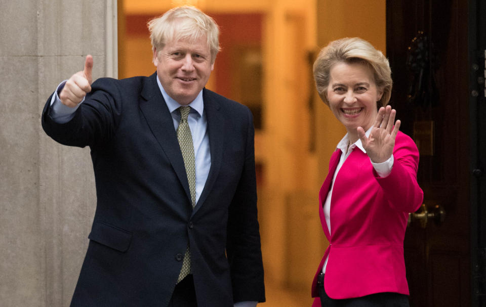 File photo dated 8/1/2020 of Boris Johnson and Ursula von der Leyen. The Prime Minister will speak to the president of the European Commission on Wednesday afternoon as his deadline for progress in post-Brexit trade talks draws near.