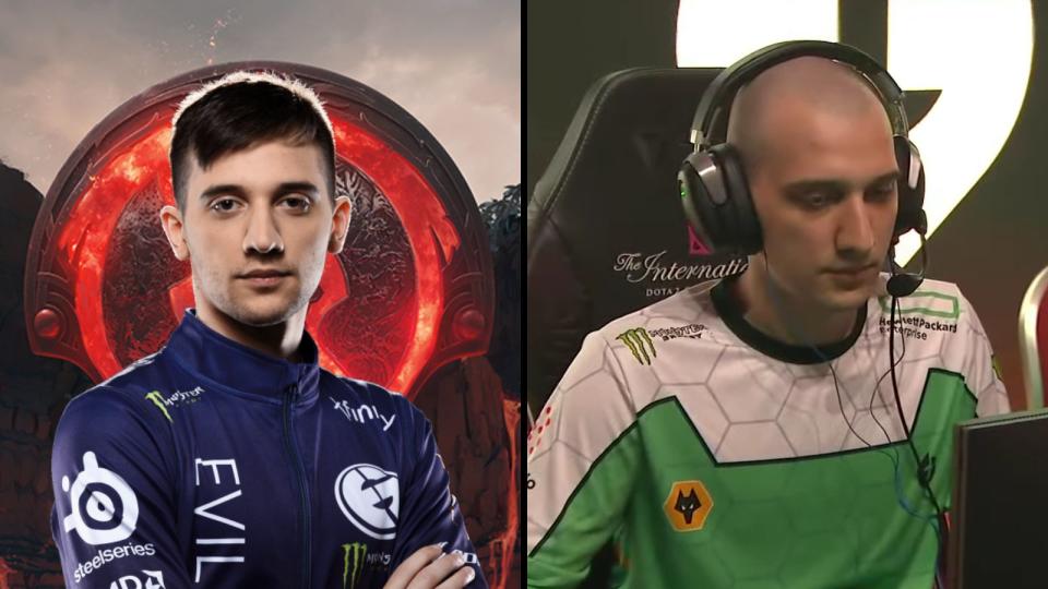 Evil Geniuses' Arteezy turned heads when he turned up to his team's lower bracket match against Beastcoast with a shaved head in an apparent bid to gain the 'bald buff' at The International 11. (Photos: Evil Geniuses, Valve Software)