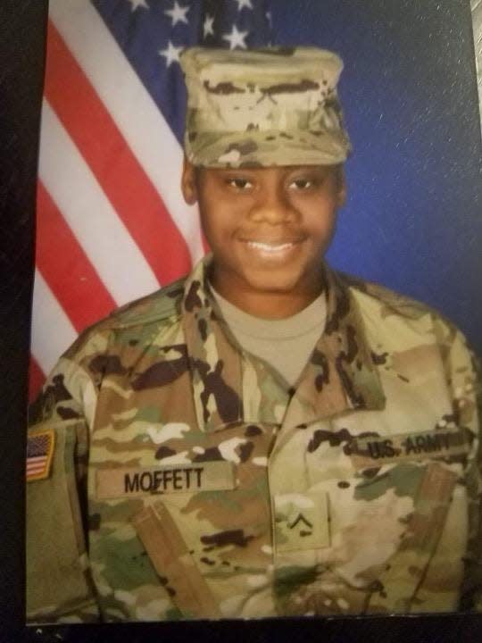 Spc. Breonna Alexsondria Moffett, 23, of Savannah, Ga., one of three U.S. Army Reserve soldiers who were supporting Operation Inherent Resolve. The soldiers died Jan. 28, 2024, in Jordan, when a one way unmanned aerial system impacted their container housing units.