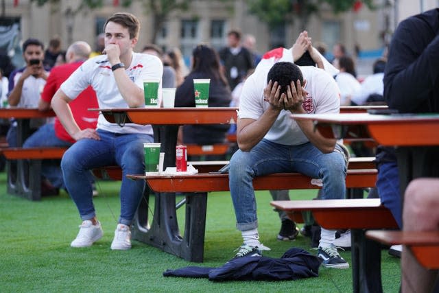 Fans watching England v Denmark