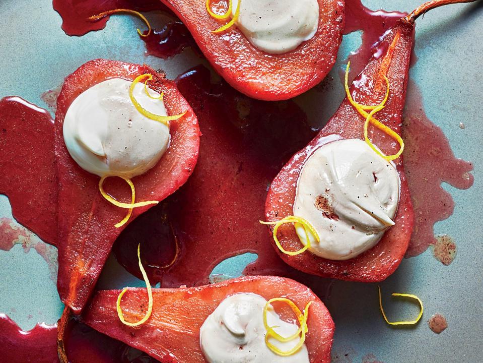 Pomegranate-Poached Pears