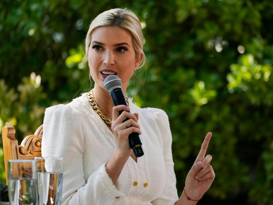 Ivanka Trump, daughter and adviser to President Donald Trump, speaks at a campaign event Monday, Oct. 12, 2020, in Las Vegas (AP)