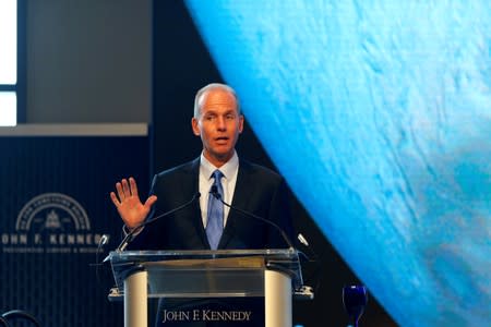 FILE PHOTO: Boeing CEO Muilenburg speaks at JFK Presidential Library in June 2019