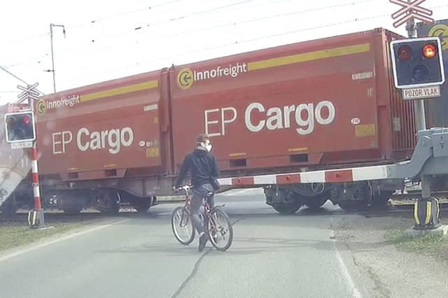 Cyclist at crossing