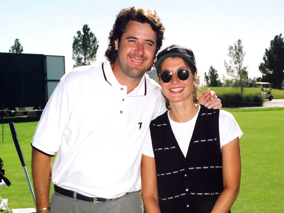 Vince Gill and wife Amy Grant during VH1 Fairway To Heaven Golf Tourney at Las Vegas Country Club in Las Vegas, Nevada, United States