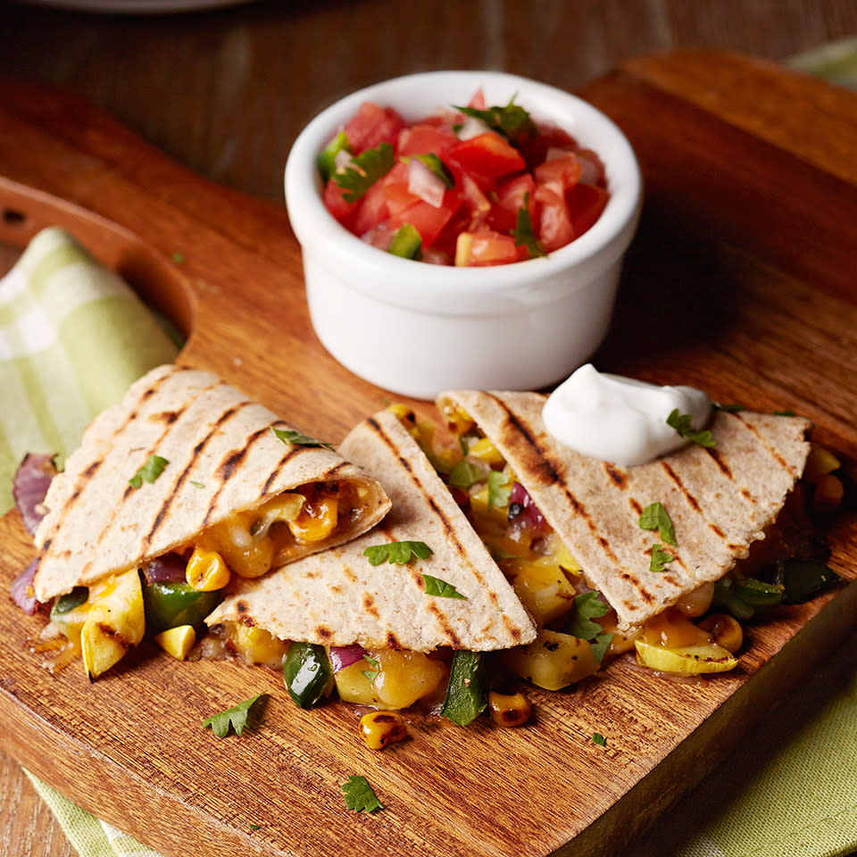<p>This classic quesadilla recipe uses a reduced-fat Mexican cheese blend and fat-free yogurt, making it a better-for-you lunch or dinner option.</p>