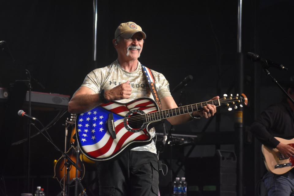 County music star Aaron Tippin performs onstage at Dockside’s inaugural “Dock Jam” on Saturday, May 20, 2023, in Pocomoke City, Maryland.