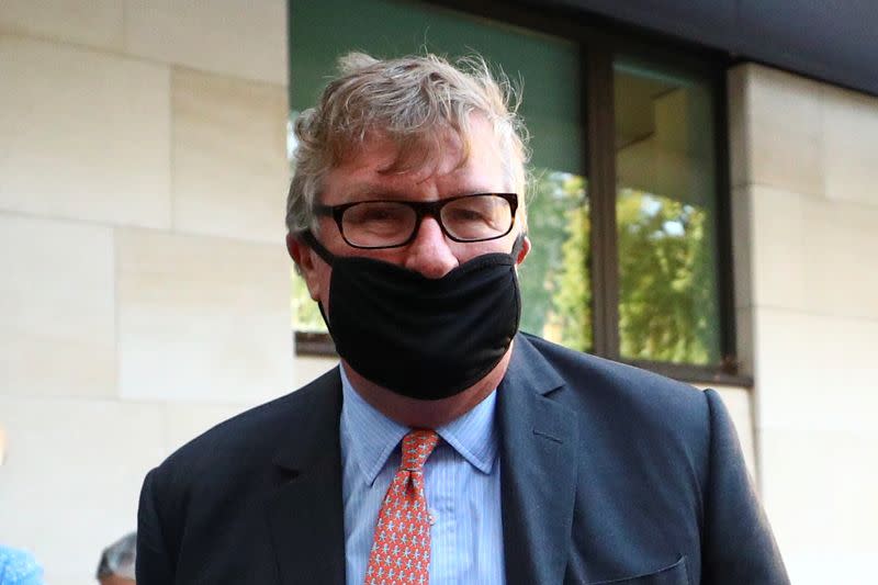 Britain's Crispin Odey arrives at Westminster Magistrates Court in London