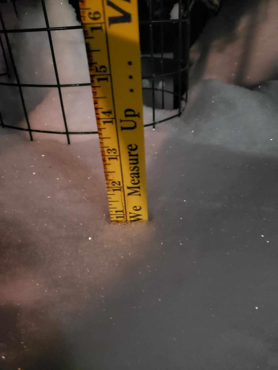Around 11 inches of snow fell in Deersville in Harrison County Friday night.