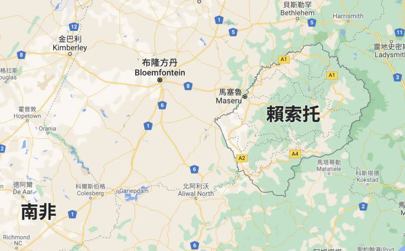 ▲賴索托及首都馬塞盧位置圖。（翻攝自Google Map）