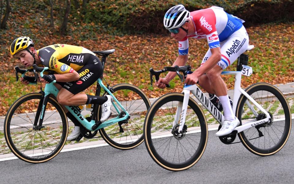  Wout van Aert and Mathieu van der Poel — The Cycling Podcast, Giro d'Italia 2020 — stage 15: The Giro van Vlaanderen - GETTY IMAGES