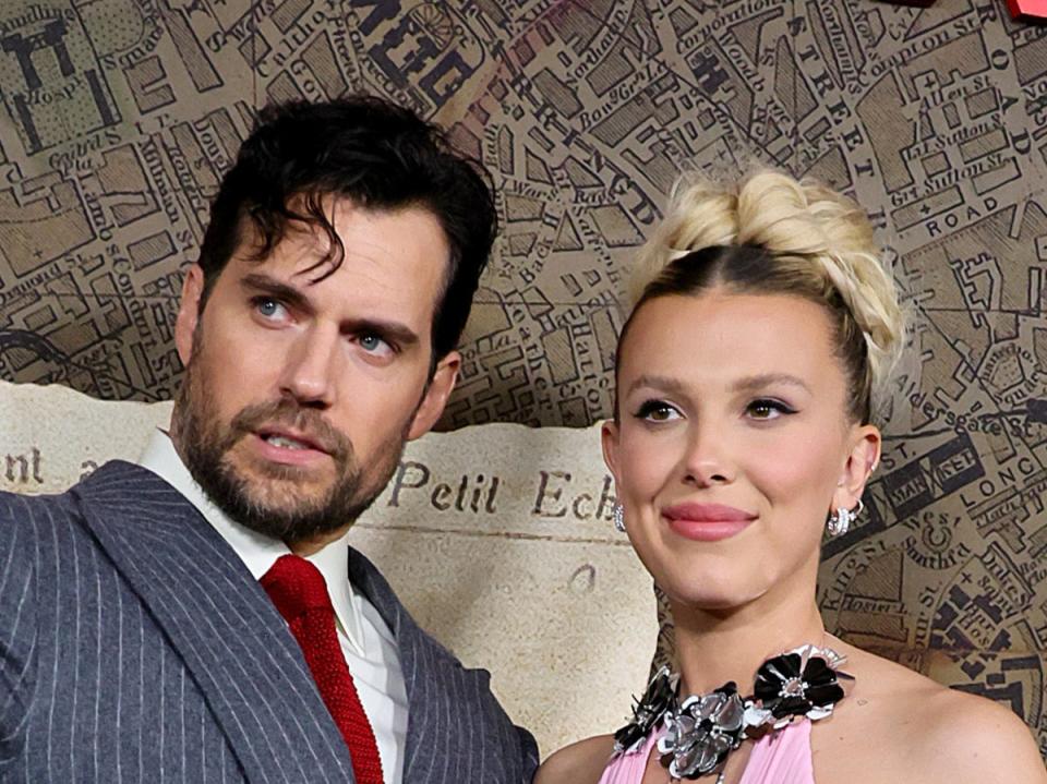 Henry Cavill and Millie Bobby Brown at the ‘Enola Holmes 2’ premiere (Getty Images)