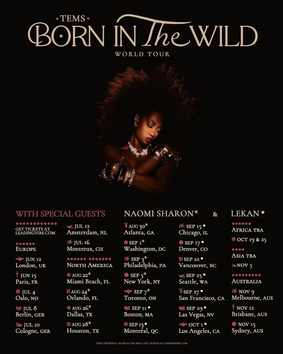 tems 2024 born in the wild tour dates