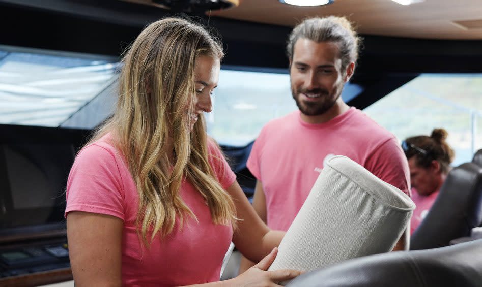 BELOW DECK SAILING YACHT — Pictured: (l-r) Daisy Kelliher, Alex Propson — (Photo by: Fred Jagueneau/Bravo)