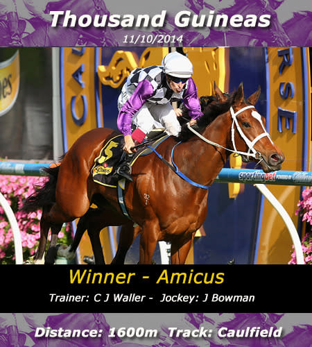 Amicus claims the Thousand Guineas at Caulfield