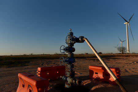 A wastewater injection well is seen at a facility operated by On Point Energy in Big Spring, Texas U.S. February 12, 2019. Picture taken February 12, 2019. REUTERS/Nick Oxford