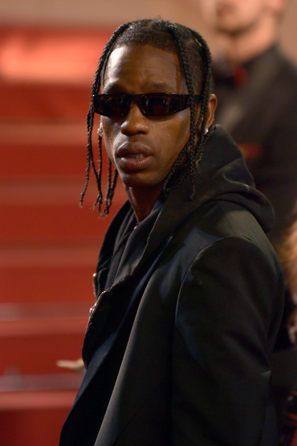 Travis Scott attends the "The Idol" red carpet during the 76th annual Cannes film festival at Palais des Festivals on May 22, 2023 in Cannes, France.