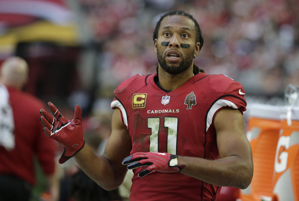 Arizona Cardinals wide receiver Larry Fitzgerald's future beyond 2017 is uncertain. (AP)