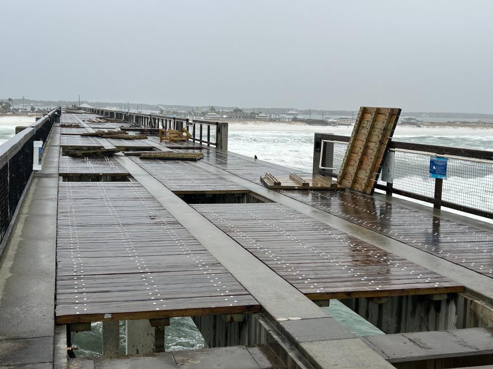 The Navarre Beach Pier is closed for repairs after it sustained "extensive" damage during severe weather on Tuesday, Jan. 9, 2024.