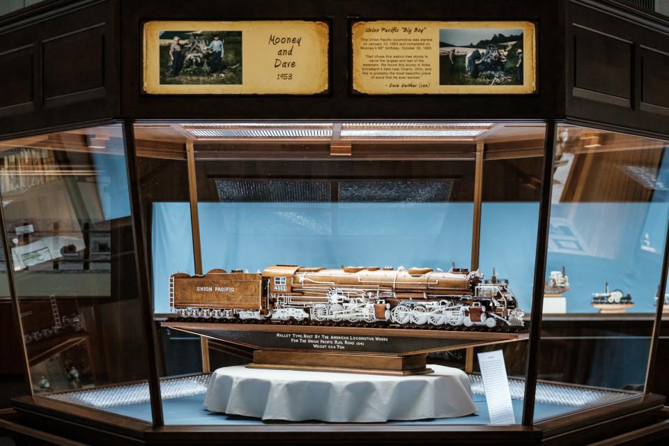 The Union Pacific Big Boy is seen in a newly updated display that includes a brighter presentation, at the Earnest Warther Museum & Gardens, in Dover.