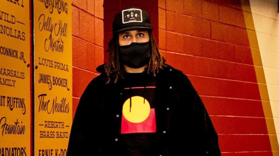 Spurs star Patty Mills (pictured) wearing an Aboriginal flag.