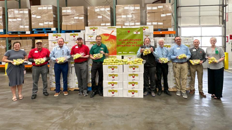On Wednesday, United Supermarkets, Market Street and Amigos donated 5,000 pounds of apples to the High Plains Food Bank as part of the Take a Bite Out of Hunger program. The food bank is one of 10 locations in Texas and New Mexico receiving the fresh fruit as part of the program.