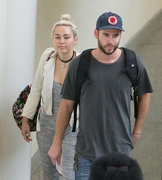 Miley Cyrus and Liam Hemsworth. Source: Getty Images.