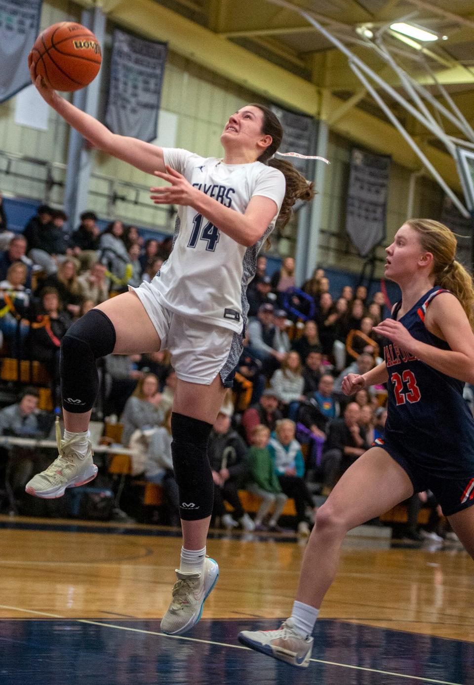 Framingham High School junior captain Allie Regan on a breakaway against Walpole, Jan. 5, 2024.