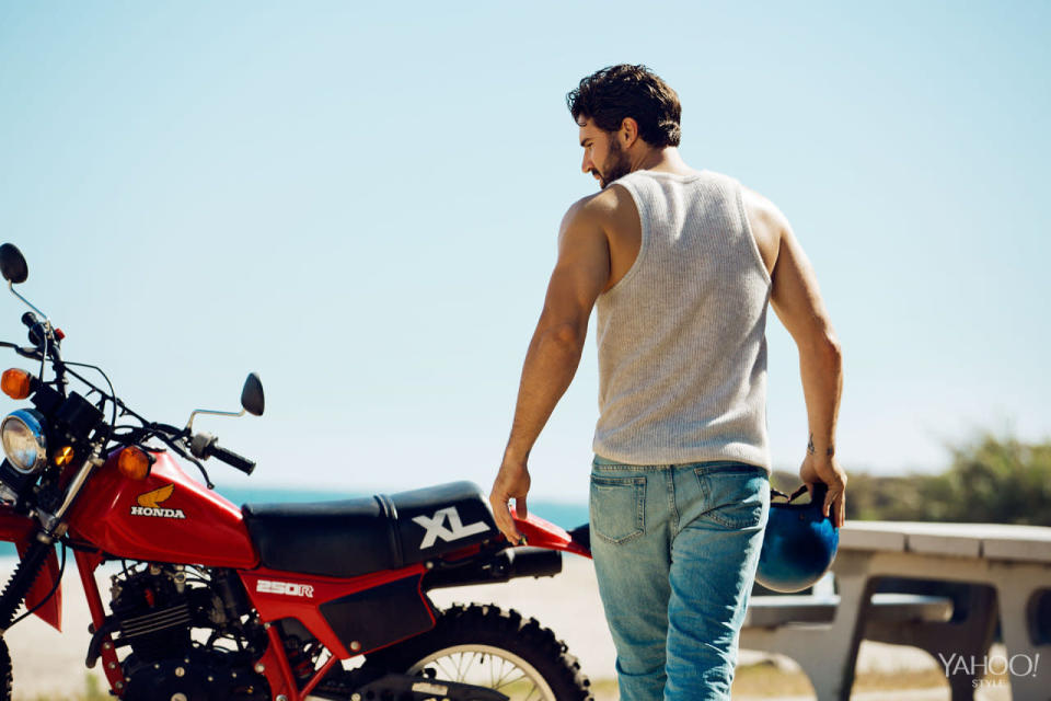 Jenner in an Elder Statesman knit tank.