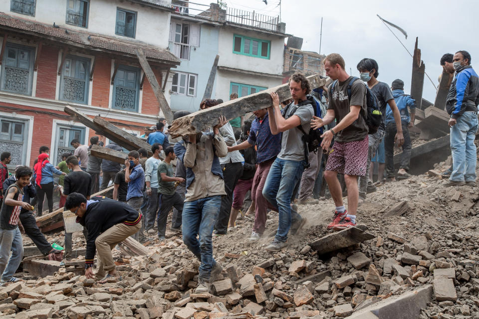 Strong earthquake and aftershocks shake Nepal A powerful earthquake struck Nepal Saturday, killing at least 1,180 people across a swath of four countries as the violently shaking earth collapsed houses, leveled centuries-old temples and triggered avalanches on Mt. Everest. It was the worst tremor to hit the poor South Asian nation in over 80 years. At least 1,130 people were confirmed dead across Nepal, according to the police. Another 34 were killed in India, 12 in Tibet and two in Bangladesh. Two Chinese citizens died in the Nepal-China border. The death toll is almost certain to rise, said deputy Inspector General of Police Komal Singh Bam. (AP) Photography by Omar Havana/Getty Images See more earthquake photos and our other slideshows on Yahoo News.