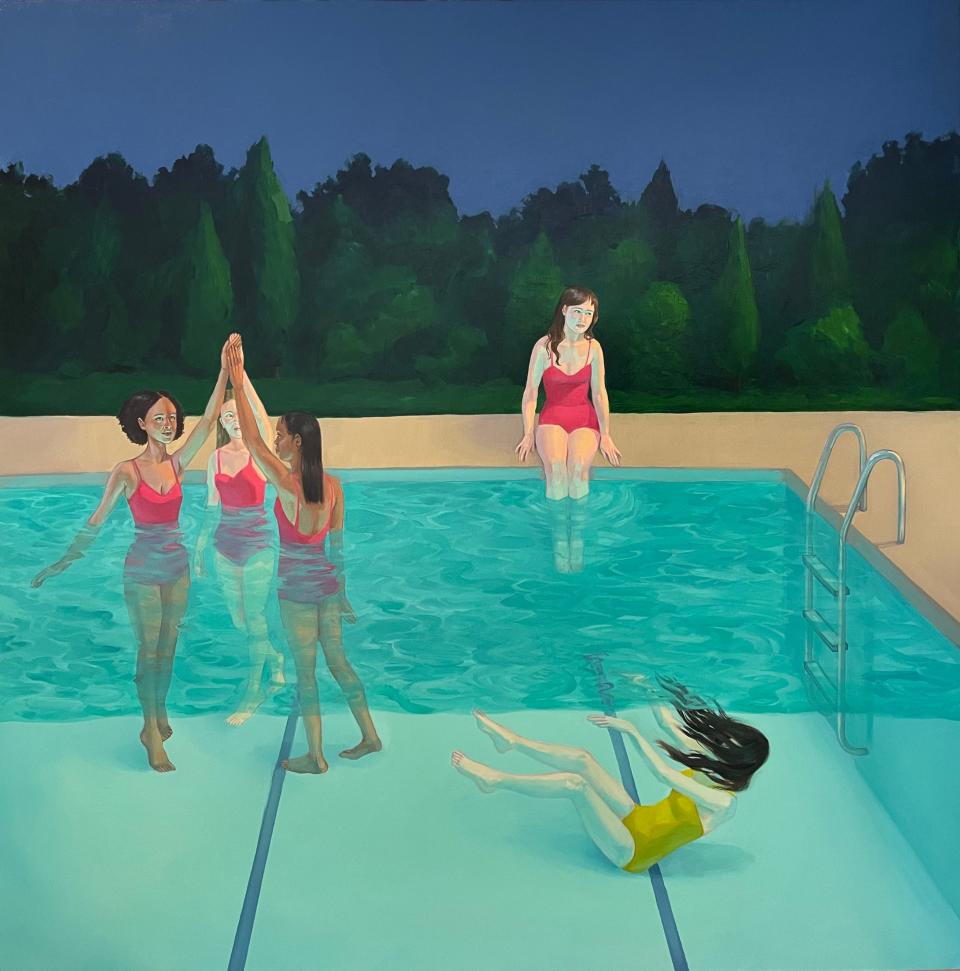 "Night Swim," oil on panel, by Zoe Hawk