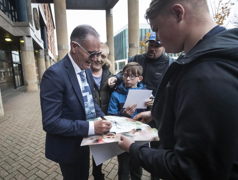 Former England footballer Paul Gascoigne leaves Teesside Crown Court in Middlesbrough where he appeared on charges of sexually assaulting a woman on a train. (Photo by Danny Lawson/PA Images via Getty Images)