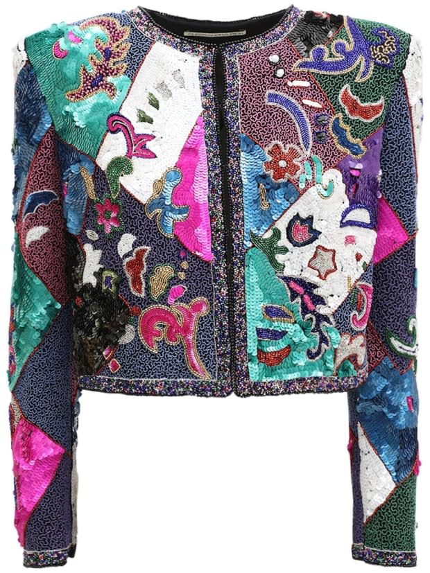 <p>Alessandra Rich Embroidered Sequin & Bead Silk Jacket, $2,435, <a href="https://rstyle.me/+0pdaXNLhkfJtn9Ibj4ZWkw" rel="nofollow noopener" target="_blank" data-ylk="slk:available here;elm:context_link;itc:0;sec:content-canvas" class="link ">available here</a> (sizes IT 38-IT 40). </p>