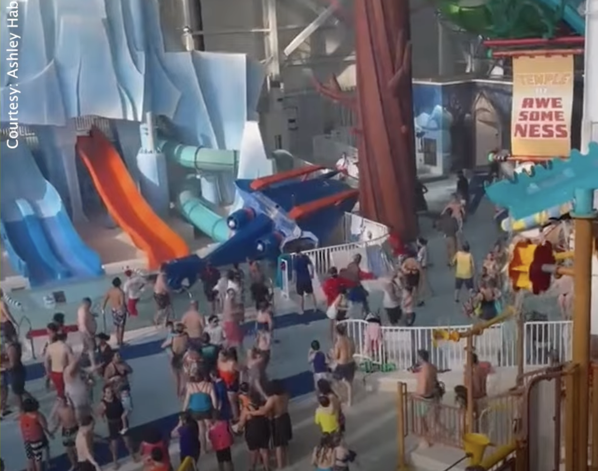 A large blue prop helicopter fell into a pool at the American Dream water park in New Jersey on Sunday  (NJ.com)