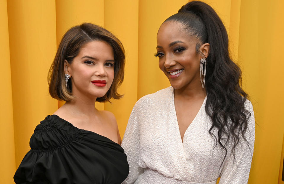 (L-R) Maren Morris and Mickey Guyton attend the Elton John AIDS Foundation's 31st Annual Academy Awards Viewing Party on March 12, 2023 in West Hollywood, California.