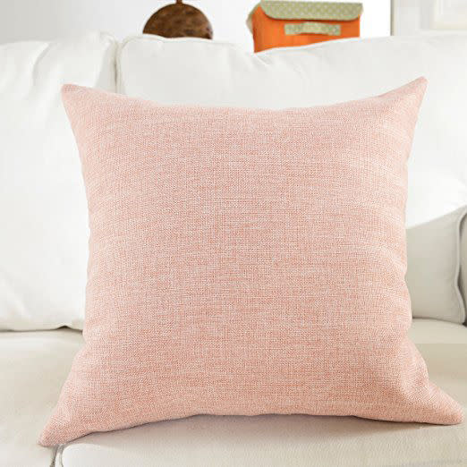 Pink Linen Throw Pillow