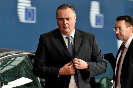 Austrian Defence Minister Hans Peter Doskozil arrives for a meeting of European Union defence ministers at the EU Council in Brussels, Belgium May 18, 2017. REUTERS/Eric Vidal