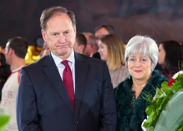 Supreme Court Justice Samuel Alito Jr., left, and his wife Martha-Ann Alito, pay their respects at the casket of Reverend Billy Graham at the Rotunda of the U.S. Capitol Building in Washington in Feb. 2018.