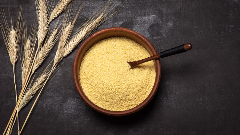 bowl of semolina flour