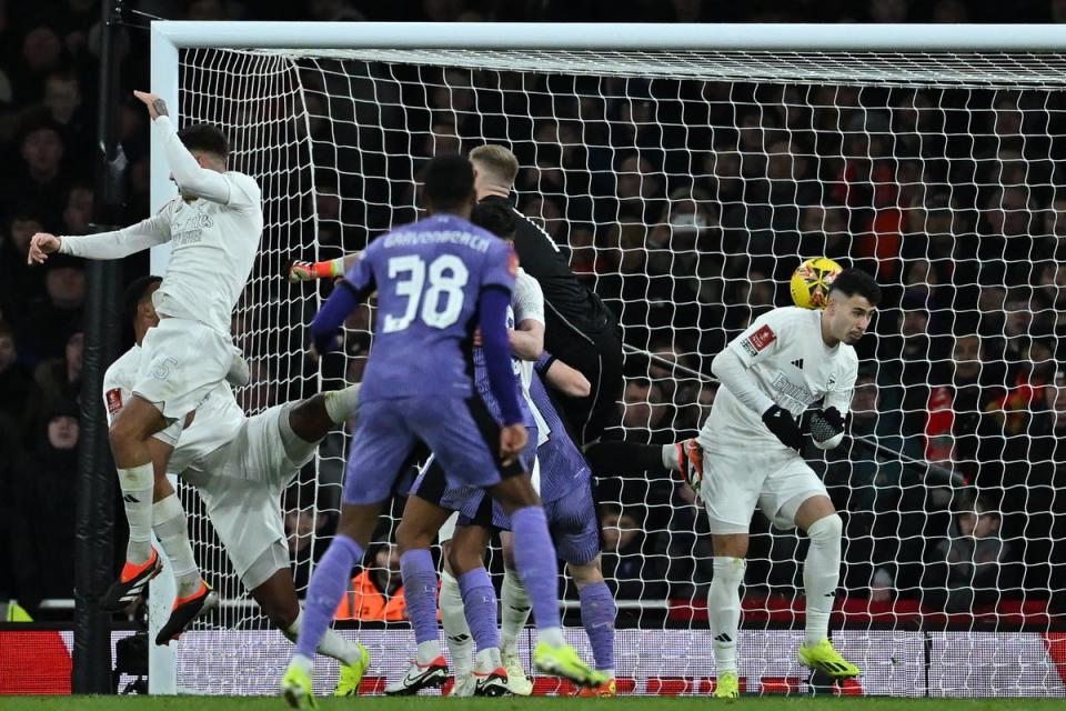 Unlucky: Kiwior put through his own net (AFP via Getty Images)