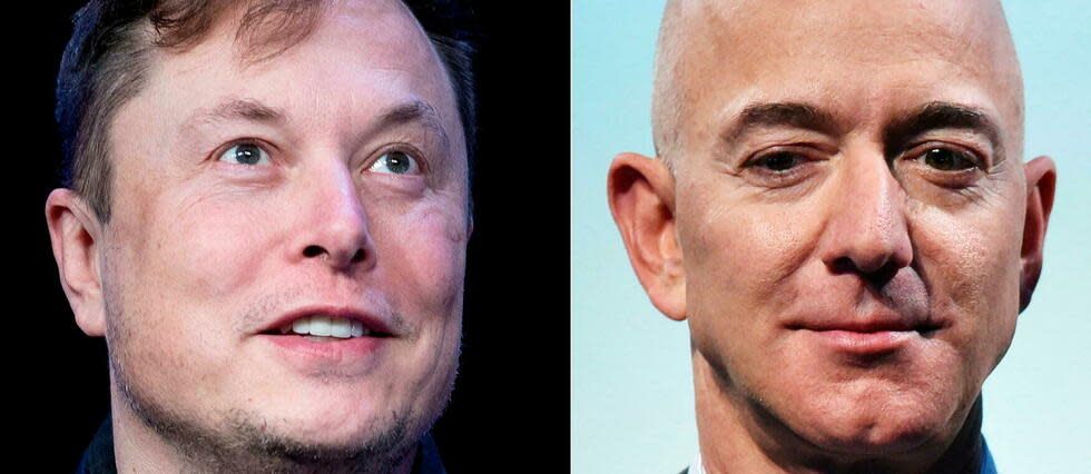 Elon Musk (à gauche) et Jeff Bezos (à droite), deux des hommes les plus riches du monde (photo d'illustration).
