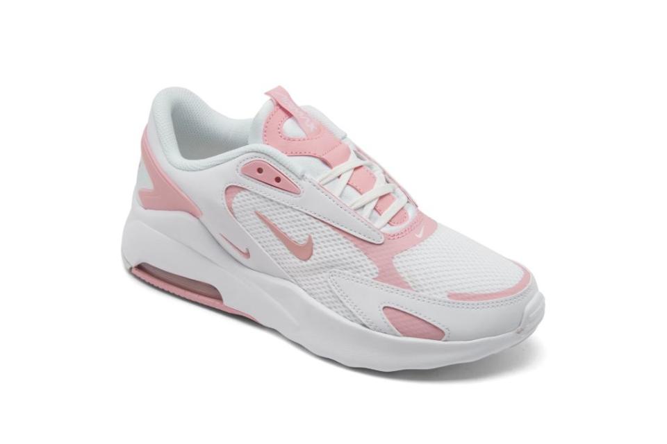 nike, womens air max bolt, pink and white sneakers