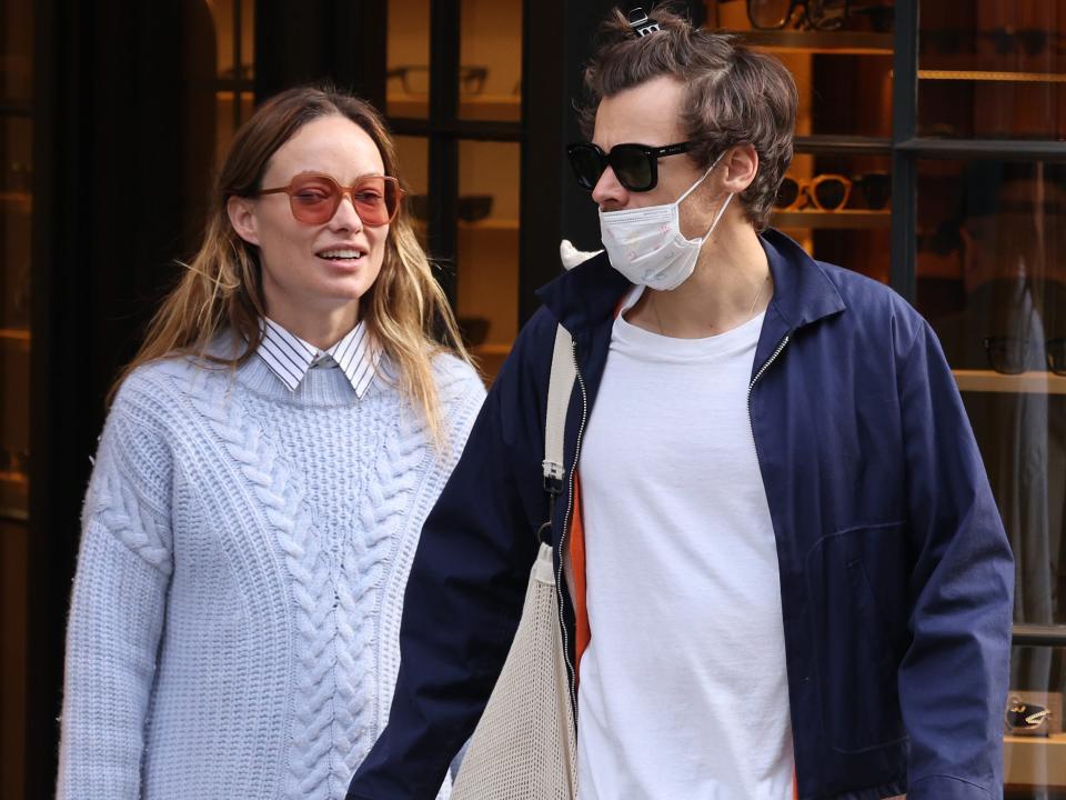 Olivia Wilde and Harry Styles seen holding hands in Soho on March 15, 2022 in London, England.