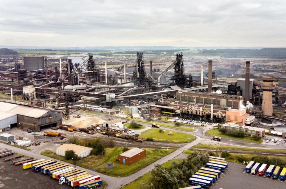 A general view taken by drone of the British Steel Ltd steelworks in Scunthorpe, North Lincolnshire (Danny Lawson/PA) (PA Wire)