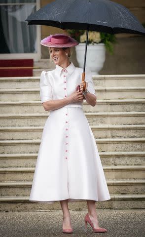 <p> YUI MOK/POOL/AFP via Getty </p> Zara Tindall attends a Buckingham Palace garden party on May 21, 2024