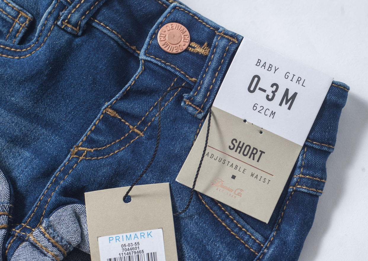 A woman has called out Primark for selling denim hotpants for babies [Photo: SWNS]