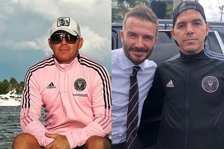 Cachito, barrabrava del Inter de Miami, junto a David Beckham, accionista del club