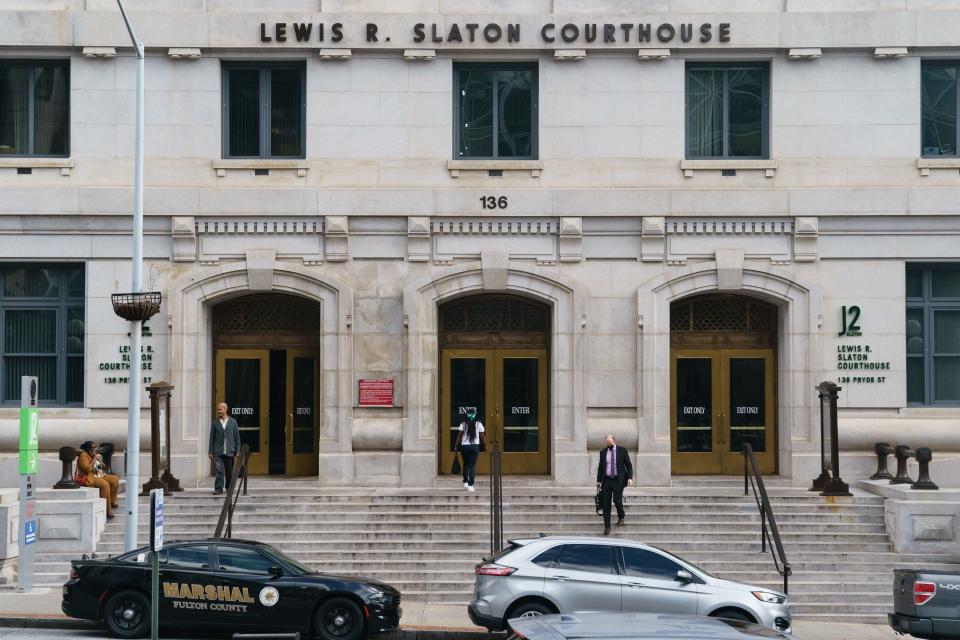 The Lewis R. Slaton Courthouse is seen on February 16, 2023 in Atlanta, Georgia. Fulton County released some of its eagerly awaited grand jury investigation into possible election interference on Thursday as a result of a lawsuit brought by numerous media outlets.