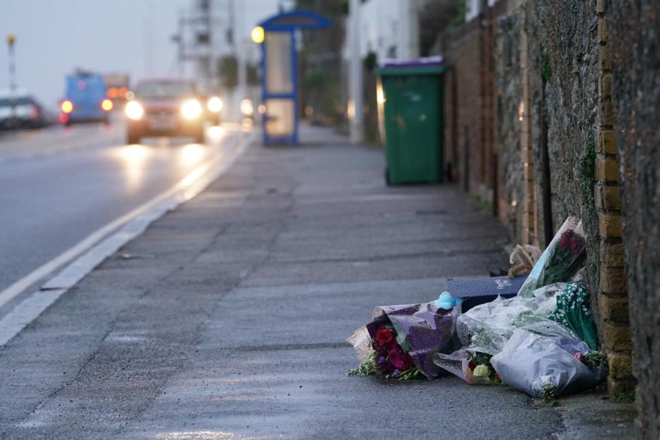 Flowers and messages left at the scene in Sandgate, near Folkestone, after seven-year-old William Brown was killed (Gareth Fuller/PA Wire)